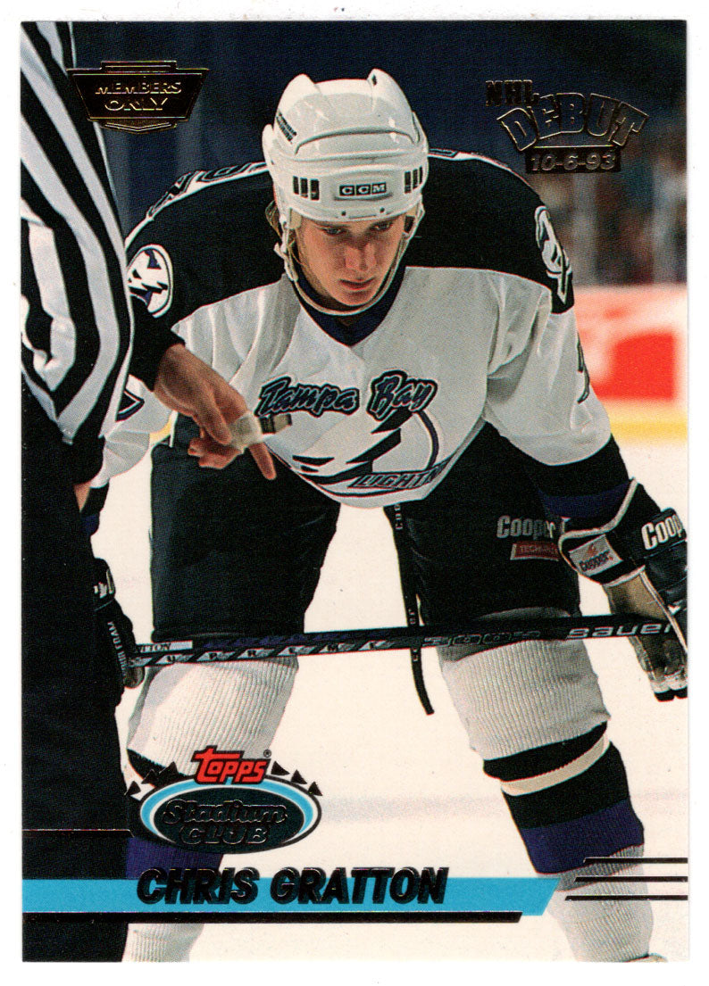 Chris Gratton - Tampa Bay Lightning (NHL Hockey Card) 1993-94 Topps Stadium Club # 320 Mint