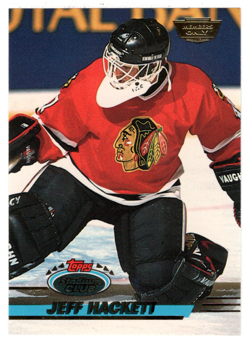 Jeff Hackett - Chicago Blackhawks (NHL Hockey Card) 1993-94 Topps Stadium Club # 326 Mint