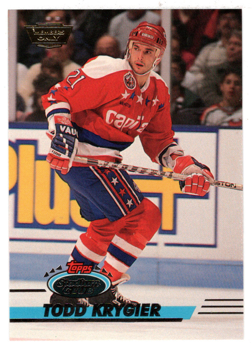 Todd Krygier - Washington Capitals (NHL Hockey Card) 1993-94 Topps Stadium Club # 337 Mint
