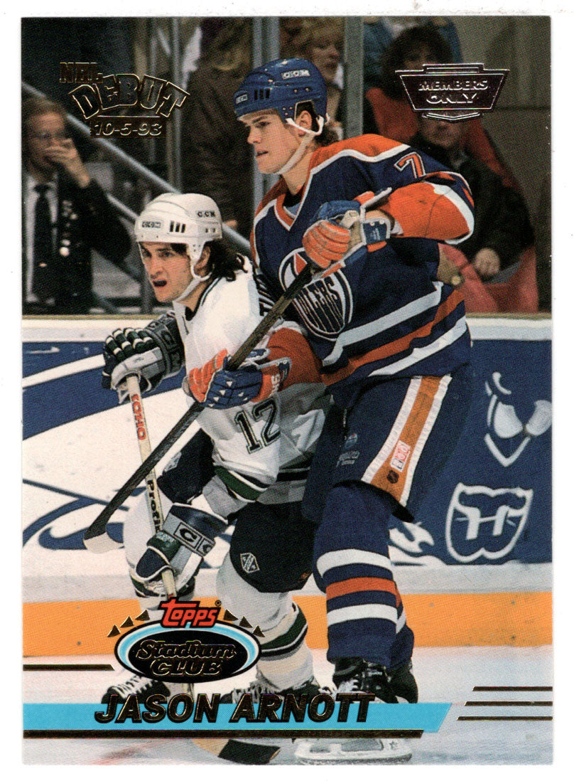 Jason Arnott RC - Edmonton Oilers (NHL Hockey Card) 1993-94 Topps Stadium Club # 345 Mint