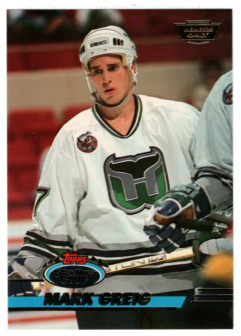Mark Greig - Hartford Whalers (NHL Hockey Card) 1993-94 Topps Stadium Club # 386 Mint