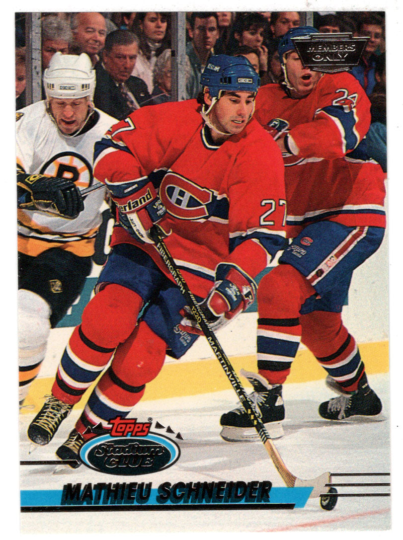 Mathieu Schneider - Montreal Canadiens (NHL Hockey Card) 1993-94 Topps Stadium Club # 391 Mint