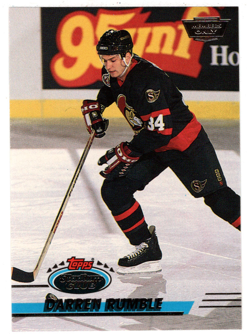 Darren Rumble - Ottawa Senators (NHL Hockey Card) 1993-94 Topps Stadium Club # 418 Mint