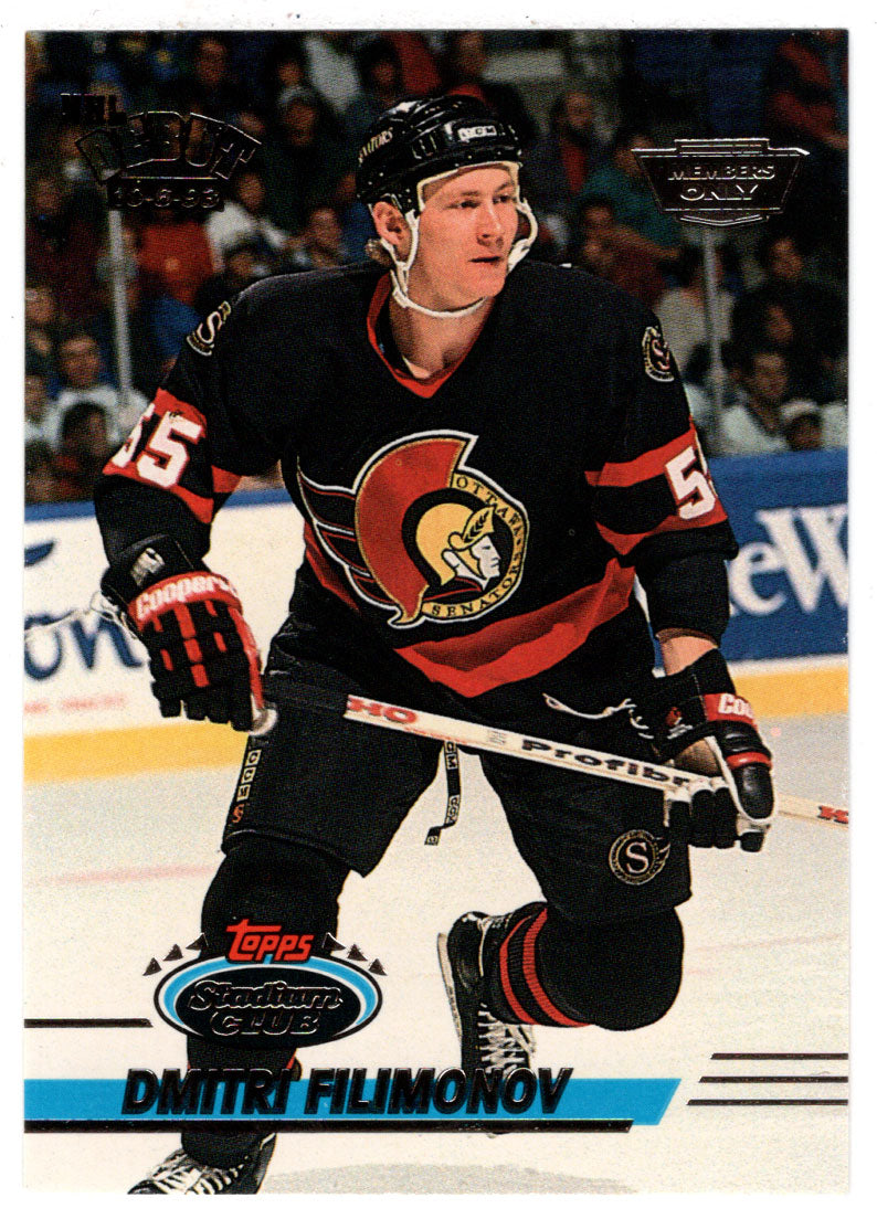 Dimitri Filimonov - Ottawa Senators (NHL Hockey Card) 1993-94 Topps Stadium Club # 468 Mint