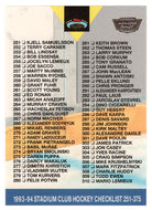 Checklist # 3 - # 251 - # 375 (NHL Hockey Card) 1993-94 Topps Stadium Club # 499 Mint