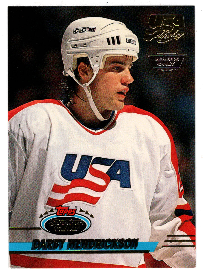 Darby Hendrickson - Team USA - Members Only (NHL Hockey Card) 1993-94 Topps Stadium Club # 8 Mint