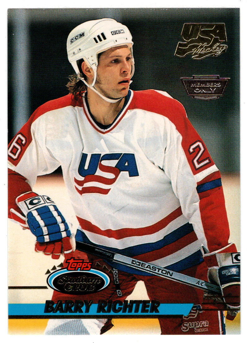 Barry Richter - Team USA - Members Only (NHL Hockey Card) 1993-94 Topps Stadium Club # 19 Mint