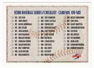 Checklist # 470 - # 537 (MLB Baseball Card) 1995 Score # 604 Mint