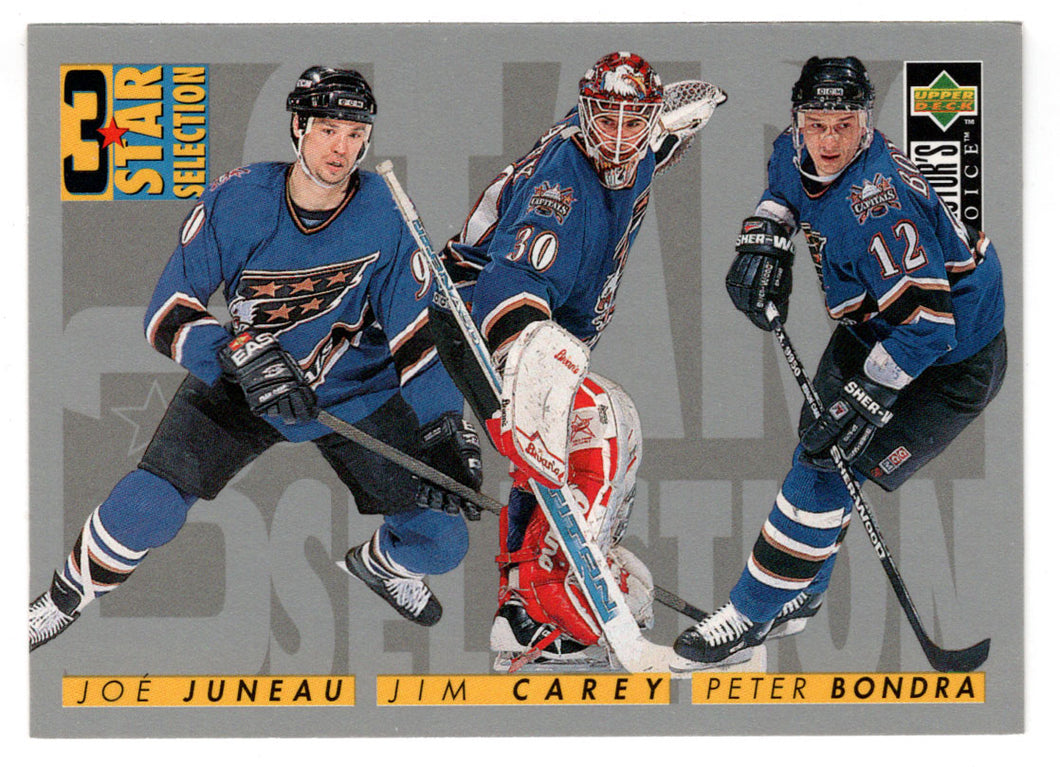 Jim Carey - Joe Juneau - Peter Bondra - Washington Capitals - 3 Star Selection (NHL Hockey Card) 1996-97 Upper Deck Collector's Choice # 334 Mint