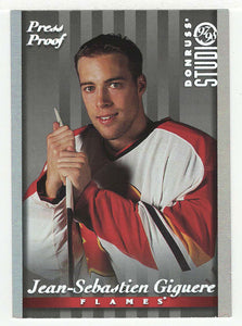 Jean-Sebastien Giguere - Calgary Flames - Press Proof - Limited Edition of 1000 (NHL Hockey Card) 1997-98 Donruss Studio # 73 Mint