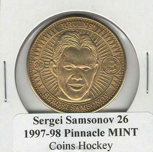 Sergei Samsonov - Boston Bruins - Bronze Coins (NHL Hockey Card) 1997-98 Pinnacle Mint # 26 Mint