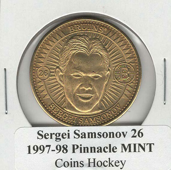 Sergei Samsonov - Boston Bruins - Bronze Coins (NHL Hockey Card) 1997-98 Pinnacle Mint # 26 Mint
