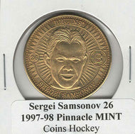 Sergei Samsonov - Boston Bruins - Bronze Coins (NHL Hockey Card) 1997-98 Pinnacle Mint # 26 Mint