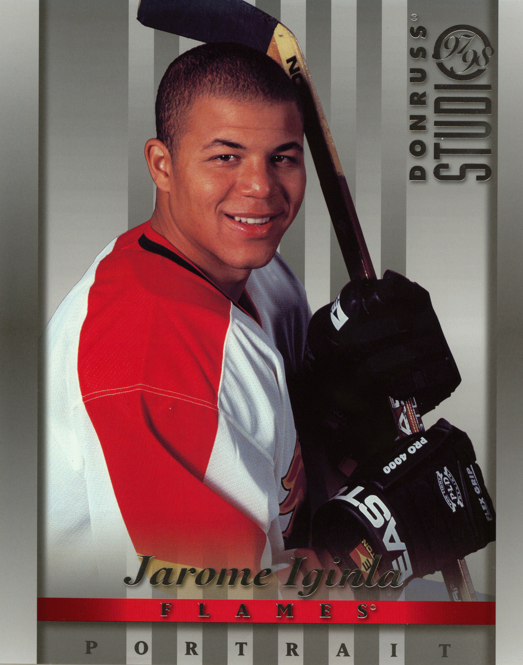 Jarome Iginla - Calgary Flames - 8 X 10 Portraits (NHL Hockey Card) 1997-98 Donruss Studio # 12 Mint