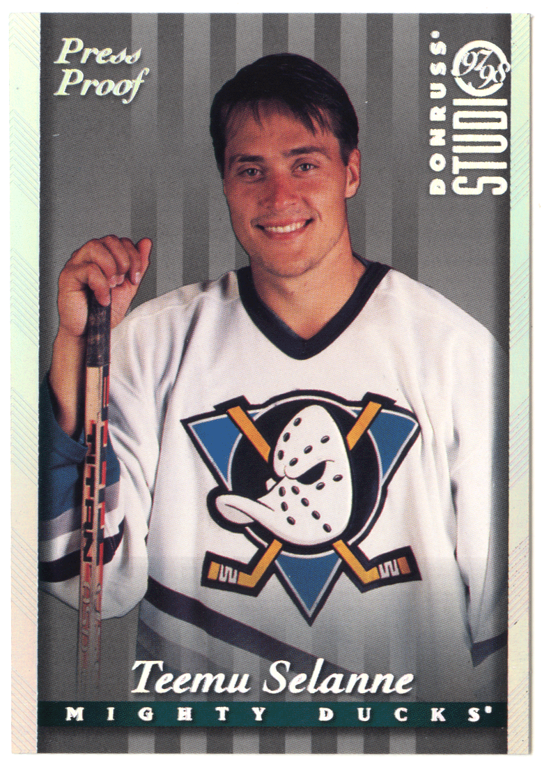 Teemu Selanne - Anaheim Mighty Ducks - Press Proof - Limited Edition of 1000 (NHL Hockey Card) 1997-98 Donruss Studio # 18 Mint