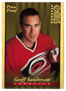 Geoff Sanderson - Carolina Hurricanes - Press Proof GOLD - Limited Edition of 250 (NHL Hockey Card) 1997-98 Donruss Studio # 84 Mint