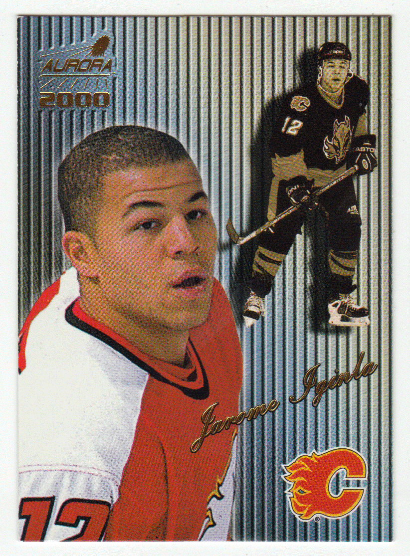 Jarome Iginla - Calgary Flames - Striped (NHL Hockey Card) 1999-00 Pacific Aurora # 23 Mint