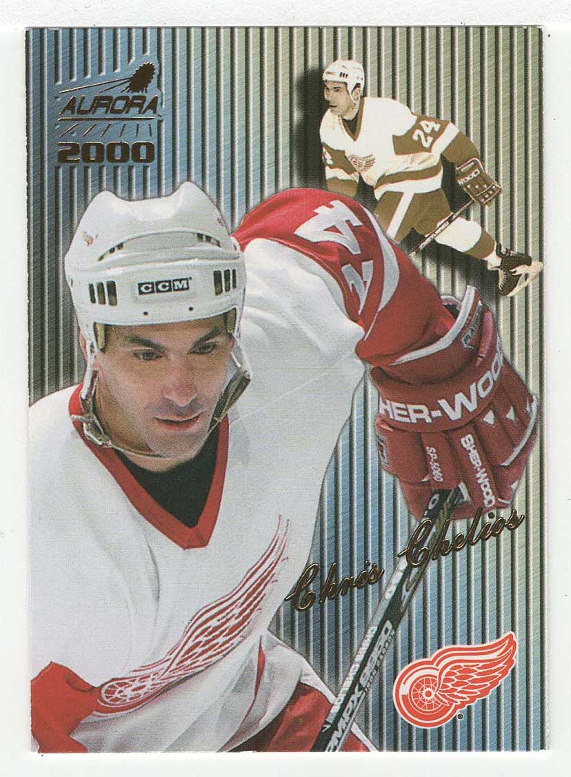 Chris Chelios - Detroit Red Wings - Striped (NHL Hockey Card) 1999-00 Pacific Aurora # 49 Mint