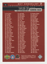 Load image into Gallery viewer, Checklist # 2 - Fred Taylor - Jacksonville Jaguars (NFL Football Card) 1999 Upper Deck # 224 Mint
