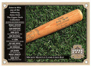 Mickey Mantle Game-Used Bat - Sought-After Treasures - Entry Form (MLB Baseball Card) 2000 Upper Deck HoloGrFX # NNO Mint