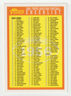 Checklist (NFL Football Card) 2001 Topps Heritage # NNO Mint