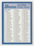 Checklist # 1 (NFL Football Card) 2002 Bowman # NNO Mint