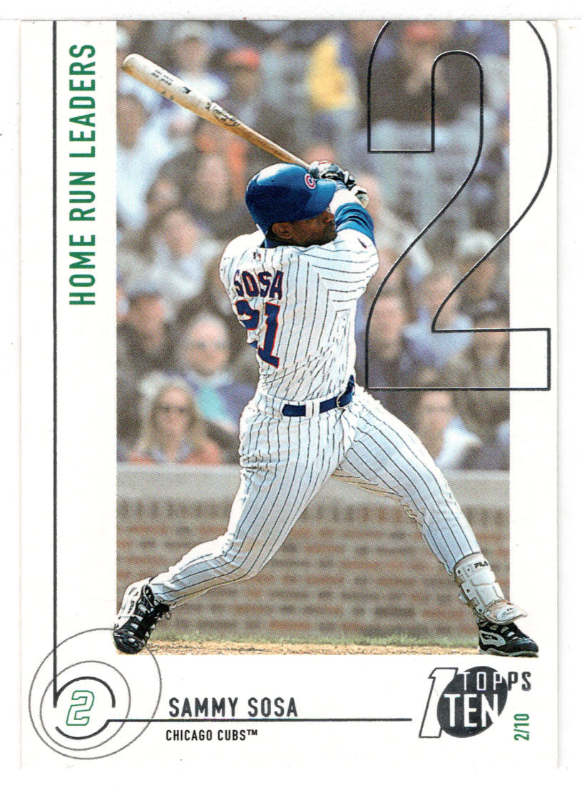 Sammy Sosa - Chicago Cubs - Home Run Leaders (MLB Baseball Card) 2002 Topps Ten # 32 Mint