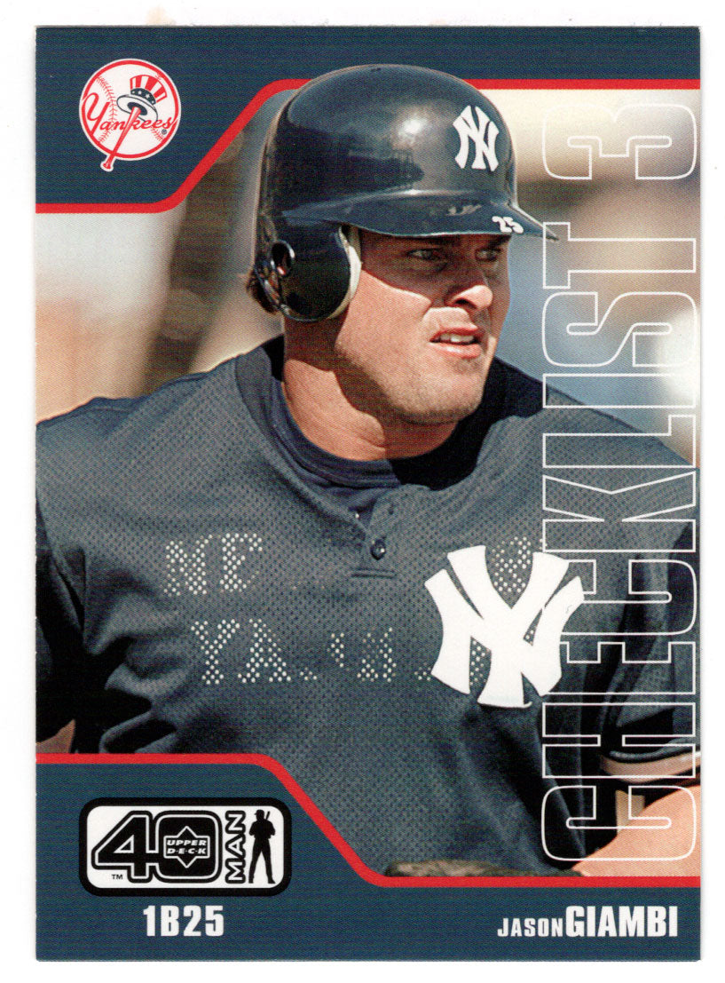 Checklist # 3 - Jason Giambi - New York Yankees (MLB Baseball Card) 2002 Upper Deck 40-Man # 1173 Mint