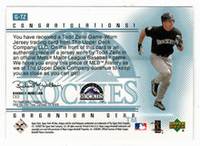 Load image into Gallery viewer, Todd Zeile - Colorado Rockies - Gargantuan Gear Jersey (MLB Baseball Card) 2002 Upper Deck 40-Man # G-TZ Mint
