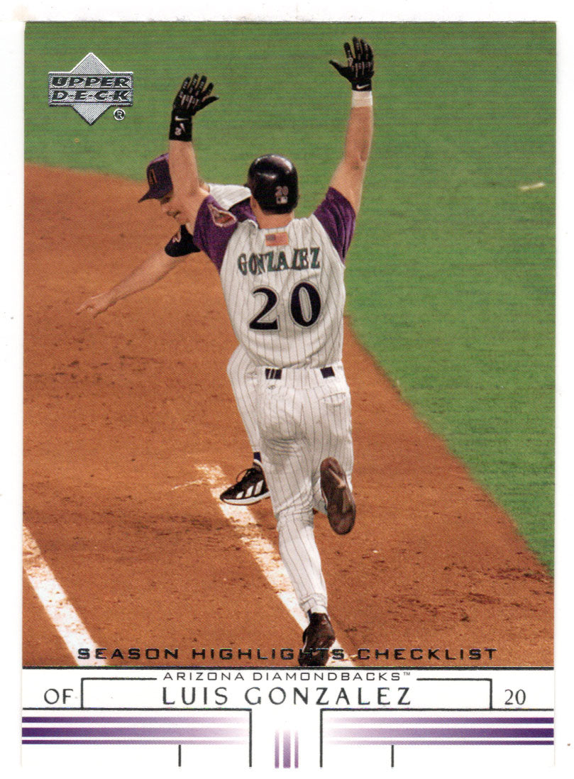 Luis Gonzalez - Arizona Diamondbacks - Season Highlights Checklist (MLB Baseball Card) 2002 Upper Deck # 736 Mint