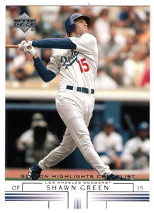 Shawn Green - Los Angeles Dodgers - Season Highlights Checklist (MLB Baseball Card) 2002 Upper Deck # 741 Mint