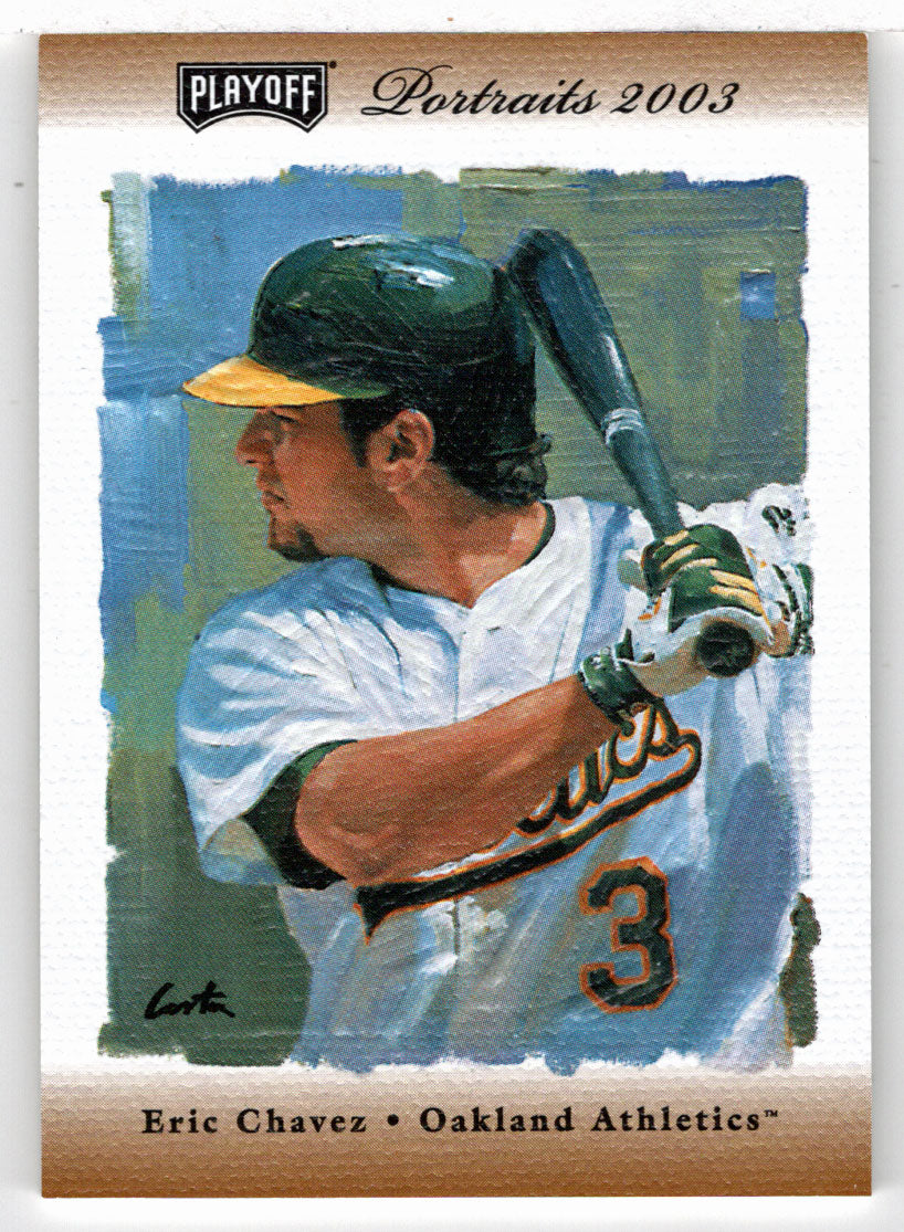 Eric Chavez 48/50 - Oakland Athletics - Bronze Materials Combo - Bat & Jersey (MLB Baseball Card) 2003 Playoff Portraits # 54 Mint