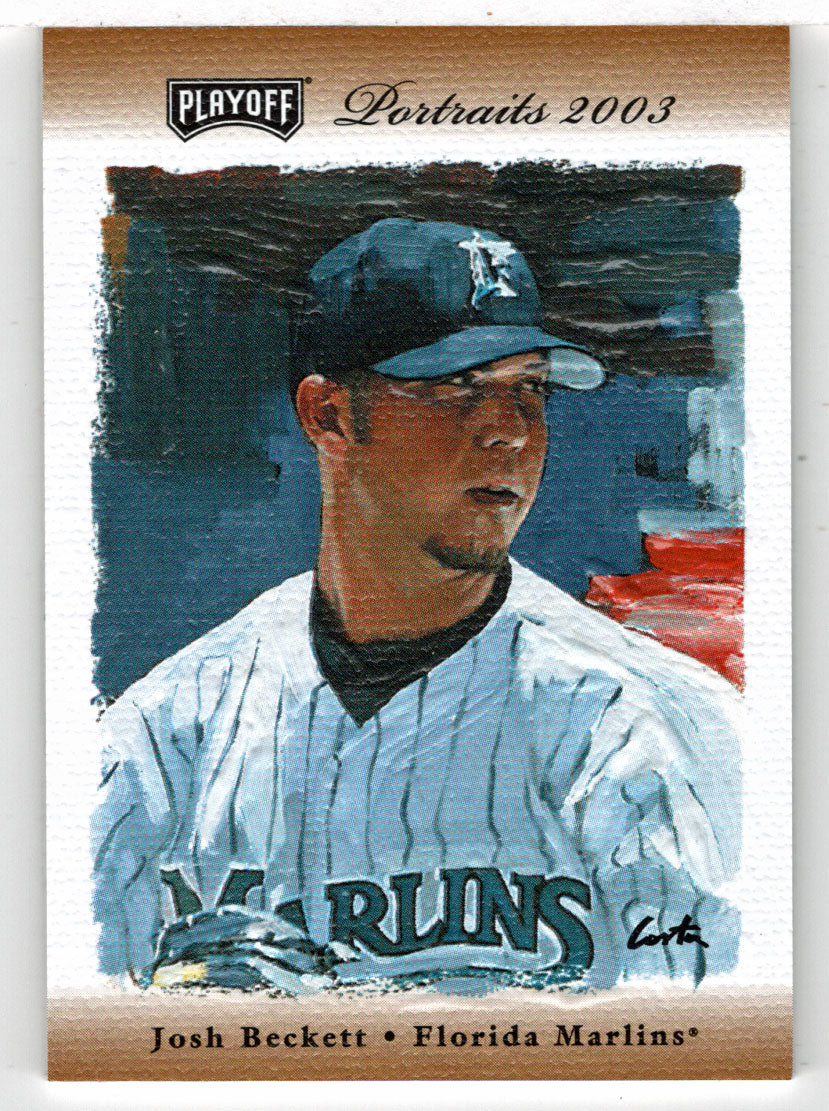 Josh Beckett 27/100 - Florida Marlins - Bronze Jersey (MLB Baseball Card) 2003 Playoff Portraits # 63 Mint