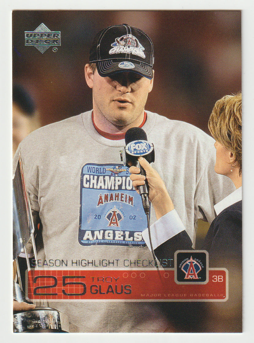 Troy Glaus - Anaheim Angels - Season Highlight - Checklist: 495-522 (MLB Baseball Card) 2003 Upper Deck # 539 Mint