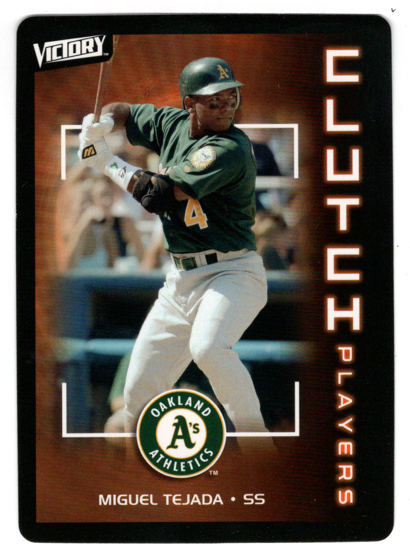 Miguel Tejada - Oakland Athletics - Clutch Players (MLB Baseball Card) 2003 Upper Deck Victory # 142 Mint