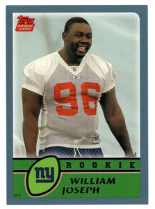 William Joseph RC - New York Giants (NFL Football Card) 2003 Topps # 321 Mint