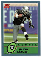 Justin Fargas RC- Oakland Raiders (NFL Football Card) 2003 Topps # 332 Mint