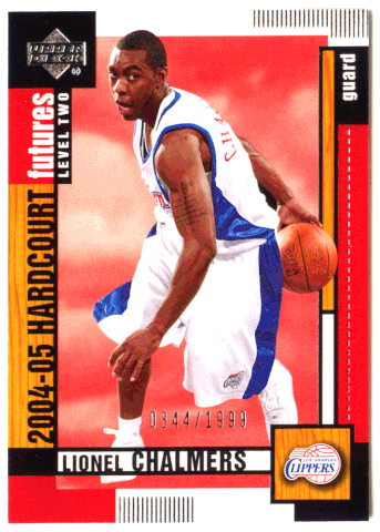 Lionel Chalmers RC 344/1999 - Los Angeles Clippers (NBA Basketball Card) 2004-05 Upper Deck Hardcourt # 123 Mint