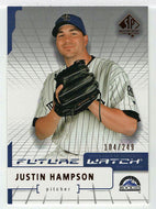 Justin Hampson RC 104/249 - Colorado Rockies (MLB Baseball Card) 2004 Upper Deck SP Authentic # 116 Mint