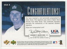 Load image into Gallery viewer, Gabe Gross 14/50 - Team USA - USA Signatures (MLB Baseball Card) 2004 Upper Deck SP Authentic # USA-8 Mint
