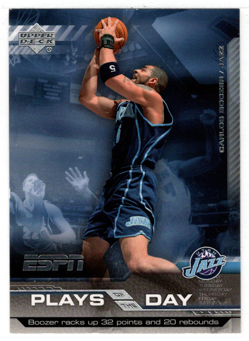 Carlos Boozer - Utah Jazz - Plays of the Day (NBA Basketball Card) 2005-06 Upper Deck ESPN # PD19 Mint