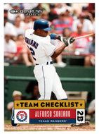 Alfonso Soriano - Texas Rangers - Team Checklist (MLB Baseball Card) 2005 Donruss # 399 Mint