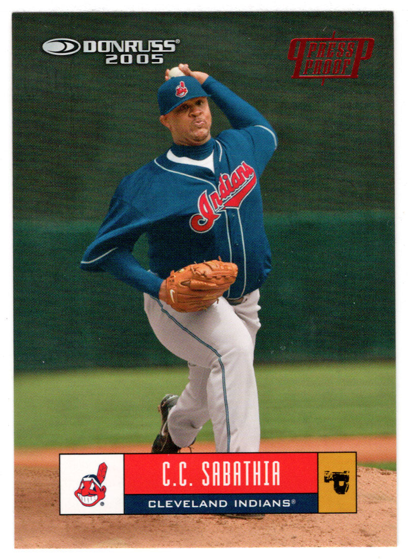 C.C. Sabathia 153/200 - Cleveland Indians - Press Proofs - RED (MLB Baseball Card) 2005 Donruss # 159 Mint
