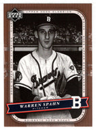 Warren Spahn - Milwaukee Braves (MLB Baseball Card) 2005 Upper Deck Classics # 96 Mint