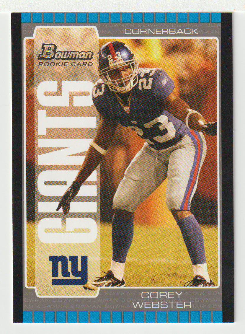 Corey Webster RC - New York Giants (NFL Football Card) 2005 Bowman # 213 Mint