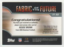 Load image into Gallery viewer, Reggie Brown - Philadelphia Eagles - Fabric of the Future - Jersey (NFL Football Card) 2005 Bowman # FF-RB Mint

