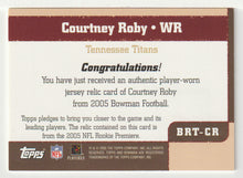 Load image into Gallery viewer, Courtney Roby - Tennessee Titans - Throwback Threads - Jersey (NFL Football Card) 2005 Bowman # BRT-CR Mint
