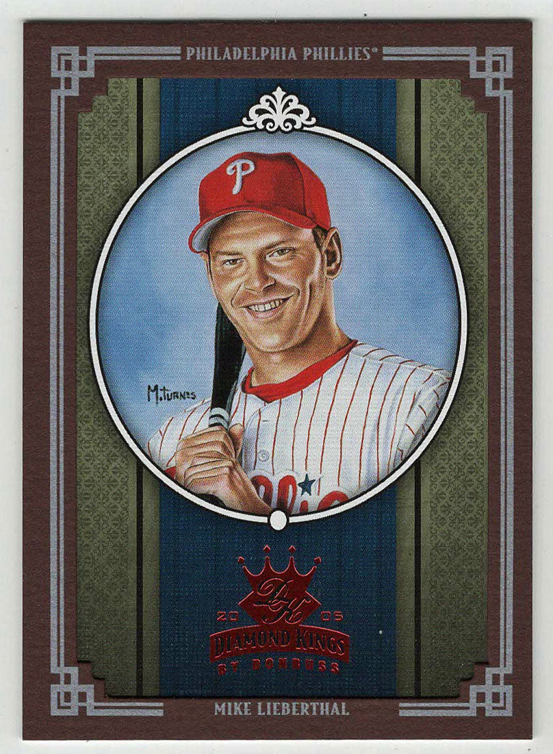 Mike Lieberthal - Philadelphia Phillies - Framed Red (MLB Baseball Card) 2005 Donruss Diamond Kings # 174 Mint