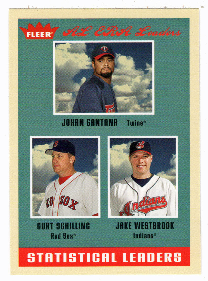 Johan Santana - Curt Schilling - Jake Westbrook - Statistical Leaders (MLB Baseball Card) 2005 Fleer Tradition # 1 Mint
