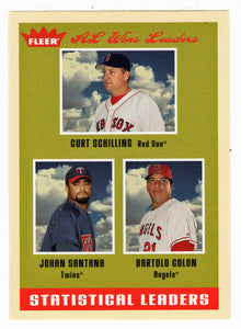 Curt Schilling - Johan Santana - Bartolo Colon - Statistical Leaders (MLB Baseball Card) 2005 Fleer Tradition # 3 Mint